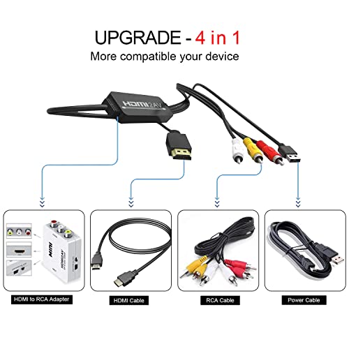 Newbep Hdmi To Rca Cable, Hdmi Male To 3Rca/Av Converter Adapter Hdmi Signal To Analog Av Cvbs For Fire Tv. Roku,Dvd,Hdtv,Pc,Laptop,Xbox,Ps4 #TOP1