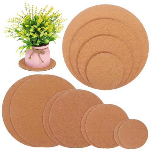 UKCOCO 12 Pezzi Tappetino per Vasi da Fiori in Plastica Stuoie di Sughero Vegetale Sottobicchiere Rotondo per Piante Sottobicchieri Rotondi in Sughero Bervani di Sughero