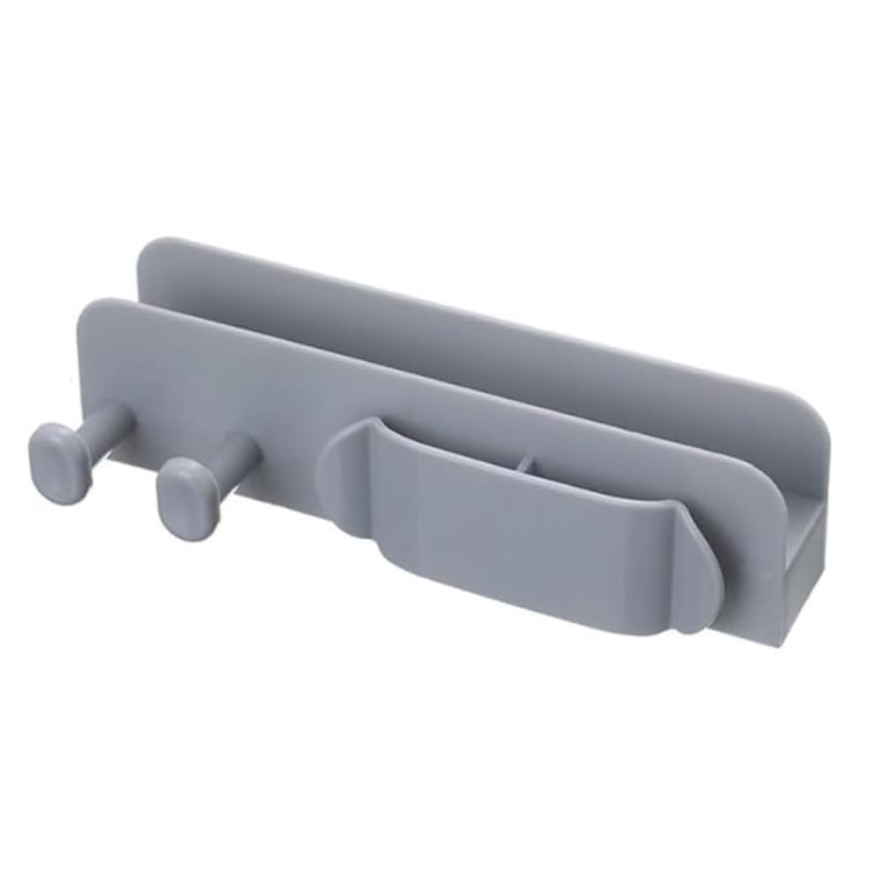3-in-1 Wall-Mounted Adhesive Organizer Bracket – Multipurpose Mobile Phone Holder, Power Plug Hook, and Cable Winder Storage Rack for Home, Office, and Bedside (Grey)-image-12