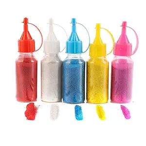 Saudeep India Rangoli Color Powder Bottle(5 Colors, 100 Grams Each) | Rangoli Colour Powder Rang for Diwali, Navratri, Pongal Pooja Mandir | Colour Powder Set (Regular Quality)