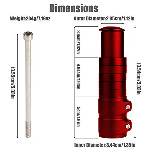 Kbrotech Bike Fork Stem Extender Bicycle Stem Riser Handlebar Stem Neck Riser with Hex Key for Mountain Bike, Road Bike, MTB (RED)