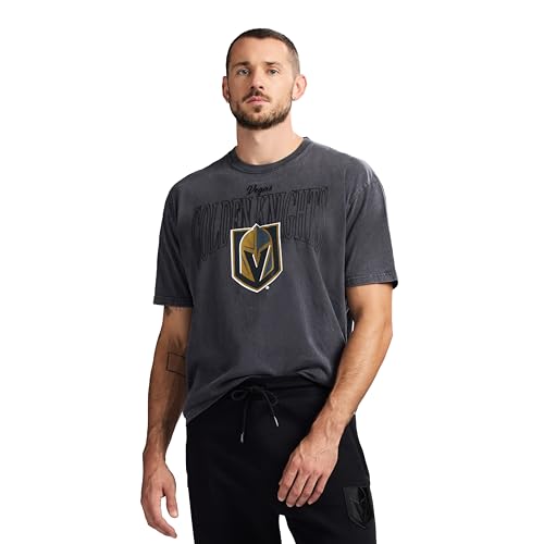 GAME 7 x NHL Mens Officially Licensed Graphic Short Sleeve Lightweight Classic Crew Neck Cotton T-Shirt Black