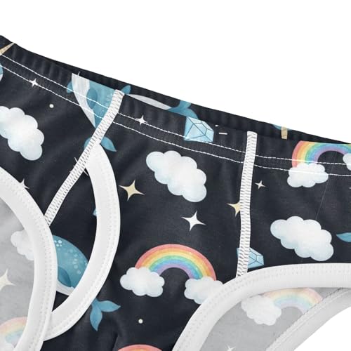 CHIFIGNO Cute Whale Rainbow Black Boys' Briefs Cotton Boys Underwear Soft Breathable Underwear Briefs4
