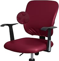 Vista 9 de Shukii Funda impermeable para silla de escritorio de oficina, funda de piel sintética, elástica, giratoria, para silla de computadora, protector