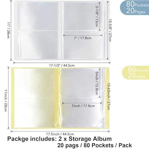Image of 2 Pack Large Sticker Photo Storage Album, Stamp & Cutting Dies Storage Book Organizer Folder for Cards Storage DIY Scrapbooking Card Making Supplies 20 Pages 80 Pockets / Pack ( Clear + Yellow)