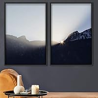 2 Piece Framed Canvas Wall Art Sunset in The Mountains Canvas Prints Home Artwork Decoration for Living Room,Bedroom - 16