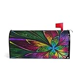 WOOR Hipster Rainbow Butterfly Magnetic Mailbox Cover MailWraps Garden Yard Home Decor for Outside Standard Size-18