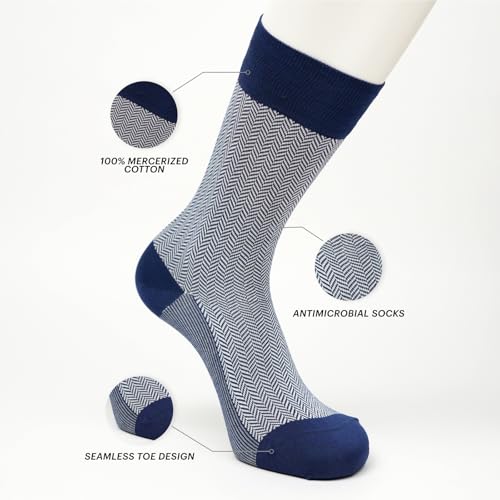 Image of Theater Blue & White Men's Socks | Mercerised Cotton | Mid Calf Length | Anti-Bacterial | Luxury Formal Wear | Soft & Stylish Look