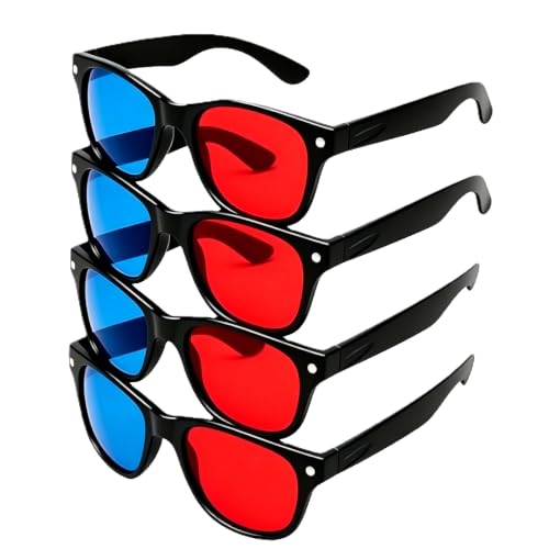 GOUDOGEDC 4Pcs Red and Blue 3D Glasses Universal TV Movie Dimensional Video Frame DVD Game Glass 3D Style Glasses 3D Viewing Glasses, Televisions and Video Light Simple Design,Accessories