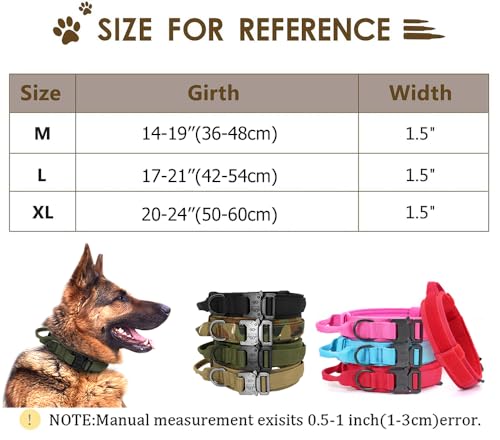 Personalisierbares taktisches Halsband für mittelgroße und große Hunde, personalisierbares Militärhalsband mit Name und Telefonnummer (Stil A)