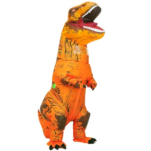 Rafalacy Aufblasbares Dinosaurier-Kostüm für Erwachsene, T-Rex- und Jurassic-Kostüm, lustiges Halloween-Party-Kostüm, Kostümanzug Karneval Party Dino Kostüm