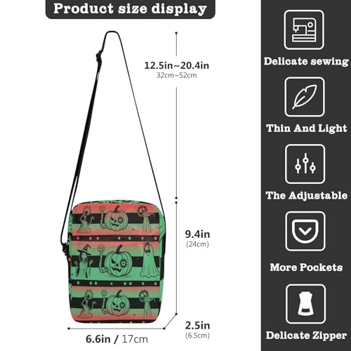 mens messenger bag crossbody Shoulder Bag For Woman Womens Cross Body Purses Adjustable Strap for Casual Casual- Gradient Halloween Green Red3