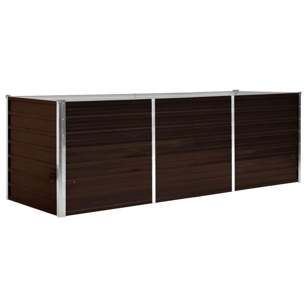 VidaXL Garden Raised Bed - 240x80x77cm - Galvanised Steel - Brown