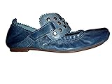 Farbe: hellblau Spiral Damen Ballerina Leder mit Nieten 5451 Jeansblau