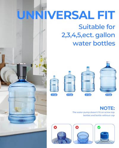 Water Dispenser Pump Water Pump for 5 Gallon Bottles, USB Rechargeable Water Bottle Pump, Portable Water Jug Dispenser for Home, Kitchen, Office, Camping image 1