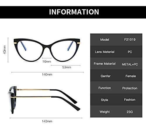 Image of LJCZKA Blue Light Blocking Glasses Women Anti Eye satrain Computer Cat eye Eyeglasses Cateye Clear Frame