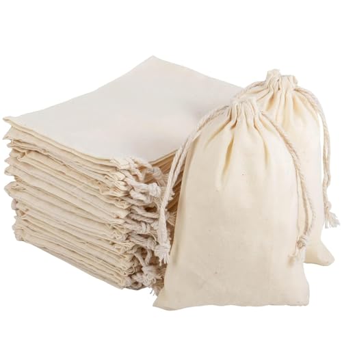 30 bolsas de muselina suave con cordón, no tóxicas, fiables, de algodón, bolsas de malla para té, café, bolsas de filtro reutilizables para especias