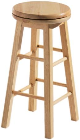 Premier Housewares Bar Stool / Wooden Stool / Breakfast Bar Stool / Revolving / Kitchen Stools / Solid Wood - Natural, 64 x 32 x 32 cm
