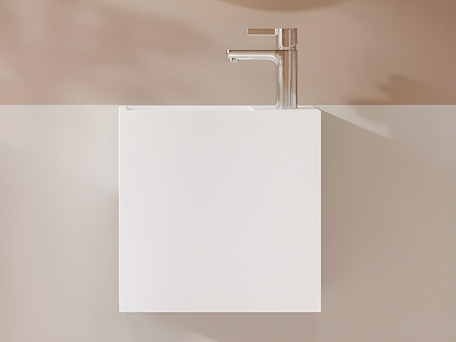 Vente-unique - Lavabo con encimera integrada Pumori - L 40cm x A 20cm x H 40cm - superficie sólida - blanco