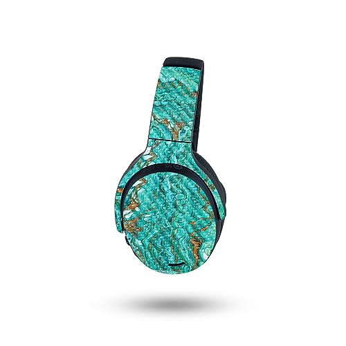 Image of MightySkins Carbon Fiber Skin Compatible with Skullcandy Crusher ANC 2 - Turquoise Ripple | Protective, Durable Textured Carbon Fiber Finish | Easy to Apply
