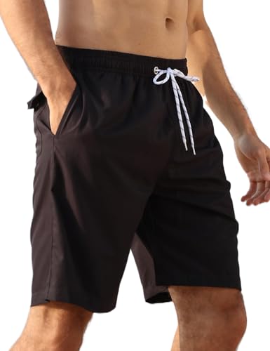 APTRO Herren Badehose Freizeit Short Schnelltrocknend Badeshorts Sportsshorts Schwarz K27 L 1