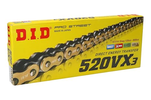 Chaîne DID 520VX3 moto pas 520 longueur 114 maillons joints toriques rivet ZJ