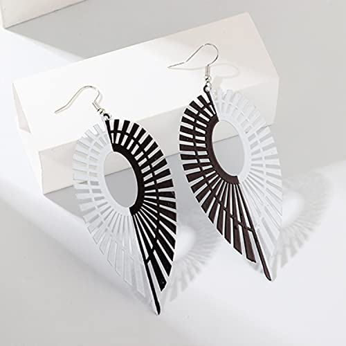 Unique Metal Hollow Personality black and white symmetry Leaf Earrings Bohemian Lightweight leaf Dangle Drop Geometric Earrings for Women Girls Charm Jewelry gift4