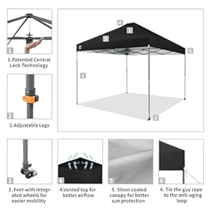 Crownshadesadjustableheightonthefly10x10popupcanopybeachtentwithonepushsetupeasyoutdoorsunshadeforeventspartiescampingoutsideshadewithstongobagblack Urban Country Home Decor Crown shades adjustable height on the fly 10×10 pop up canopy beach tent with one push setup easy outdoor sun shade for events parties camping outside shade with sto n go bag black urban country home decor