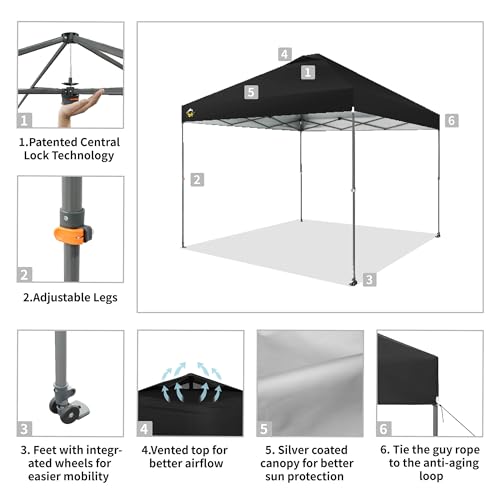 Crownshadesadjustableheightonthefly10x10popupcanopybeachtentwithonepushsetupeasyoutdoorsunshadeforeventspartiescampingoutsideshadewithstongobagblack Urban Country Home Decor Crown shades adjustable height on the fly 10×10 pop up canopy beach tent with one push setup easy outdoor sun shade for events parties camping outside shade with sto n go bag black urban country home decor