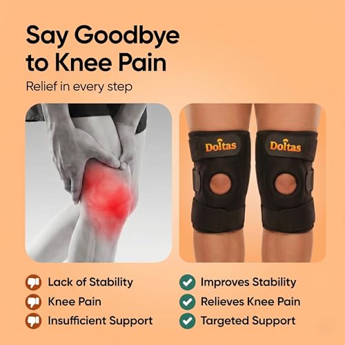 Image of DOLTAS Knee Brace Pair - Compression Knee Cap for Men Pain Relief & Women - Knee Support for Men Gym, Running, Arthritis, Joint Pain, Injury Recovery | (BLACK)