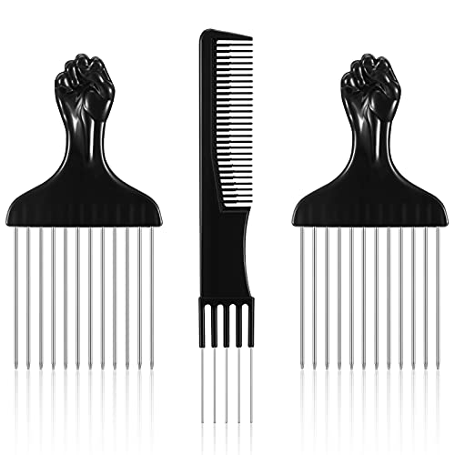 3 Pcs Hair Picks para Mujeres Metal Negro miniatura 1