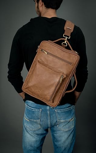 Image of OBLIQUE Navy Laptop Messenger Bag for Men & Women Stylish | 14 Inch Laptop Sleeve | Sleek Faux Leather With Adjustable Strap & Multiple Pockets | Compact Macbook & Tablet Cover | Shoulder Bag - Hawk