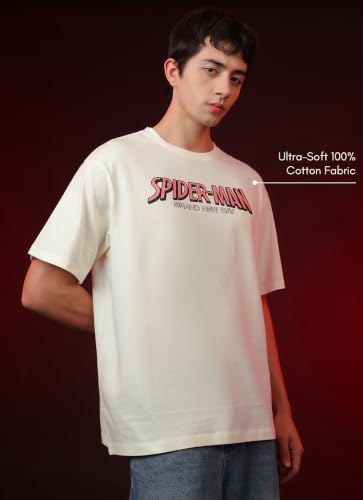 Image of Free Authority Official Marvel Spider-Man Brand New Day Graphic Printed Men's Oversized Fit T-Shirt | Pure Cotton Crew Neck Half Sleeve Casual Summer Tee