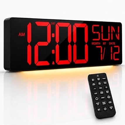 JALL 18 Large Digital Wall Clock with Big Numbers, Remote, Timer, 12 RGB Wall Clock with Date and photo JALL 18 Large Digital Wall Clock with Big Numbers, Remote, Timer, 12 RGB Wall Clock with Date and