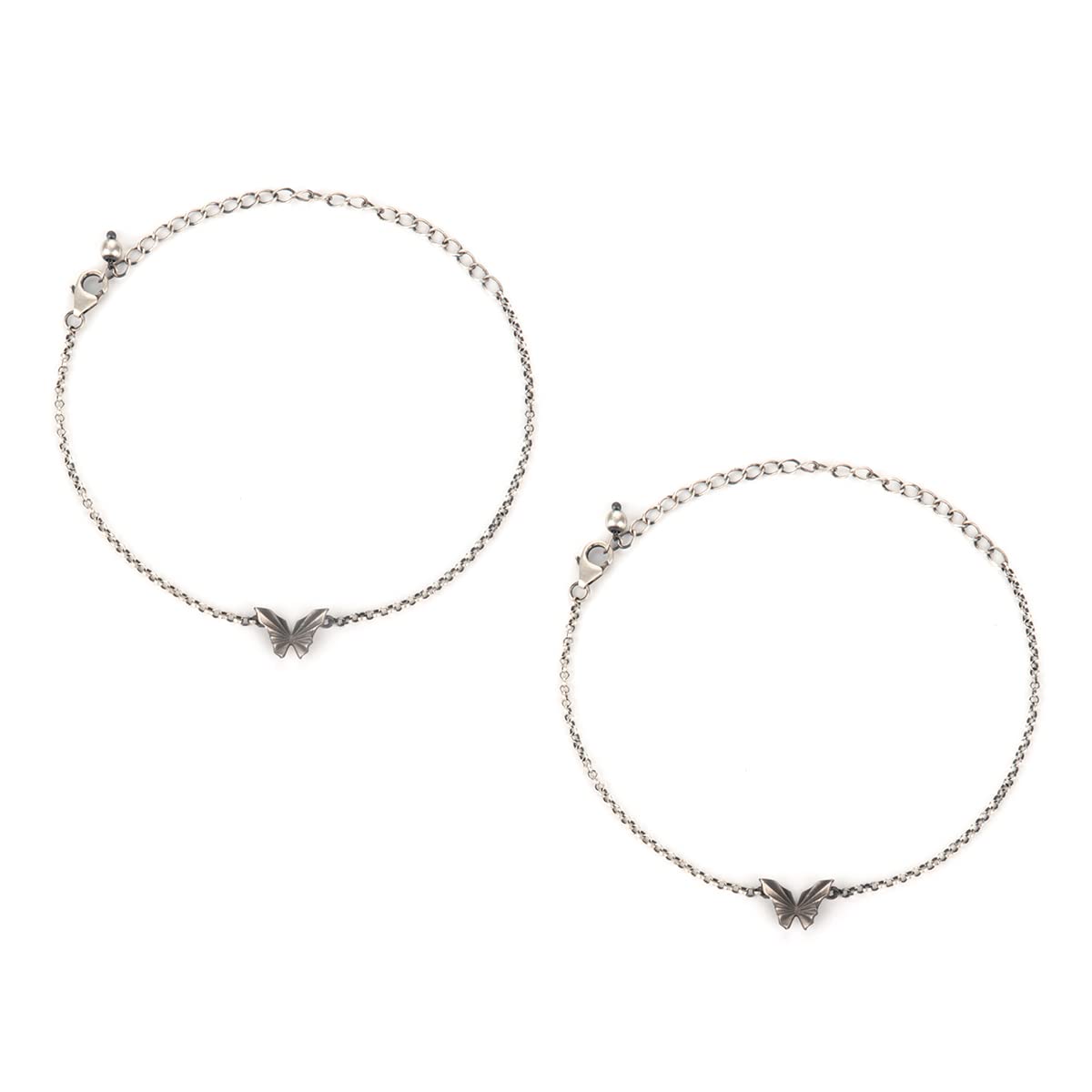 by CaratLane 925 Silver Oxidised Chasing My Constant Endeavours Mini Butterfly Anklets Gifts for Womens & Girls-image-5