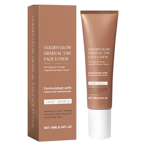Crema Autobronceadora Facial, Crema Hidratante Bronceadora Facial 10ml, Textura No Grasa, Piel Luminosa, Uso Diario para Mujeres de Todas las Edades