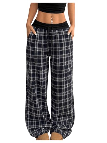 SOLY HUX Women's Plaid Checkered Pants Flannel...