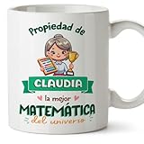 MUGFFINS Tazas Personalizadas para MATEMÁTICA mujer - En Español - Propiedad de - 11 oz / 330 ml - Regalo Personalizable original y divertido