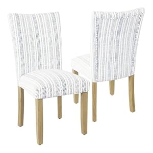 HomePop Classic Parsons Dining Chair -Blue Farmhouse Stripe (Set of 2)
