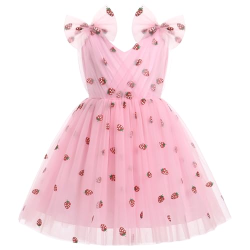 Image of IMEKIS Toddler Kids Girls Butterfly Dress Sparkle Sequins Tulle Wedding Formal Birthday Dresses 2-10T