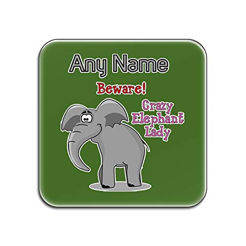 Sous-verres Crazy Elephant Lady brillants anti-taches x4