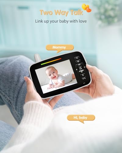 Baby Monitor with Remote Pan-Tilt-Zoom Camera - Video Baby Monitor with 3.5\" LCD Large Display | Infrared Night Vision, Temperature Display, Lullaby | Baby Monitor With Camera and Audio - 960ft Range
