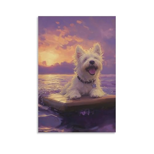 Impression sur toile Westie haute définition art mural 50x75cm