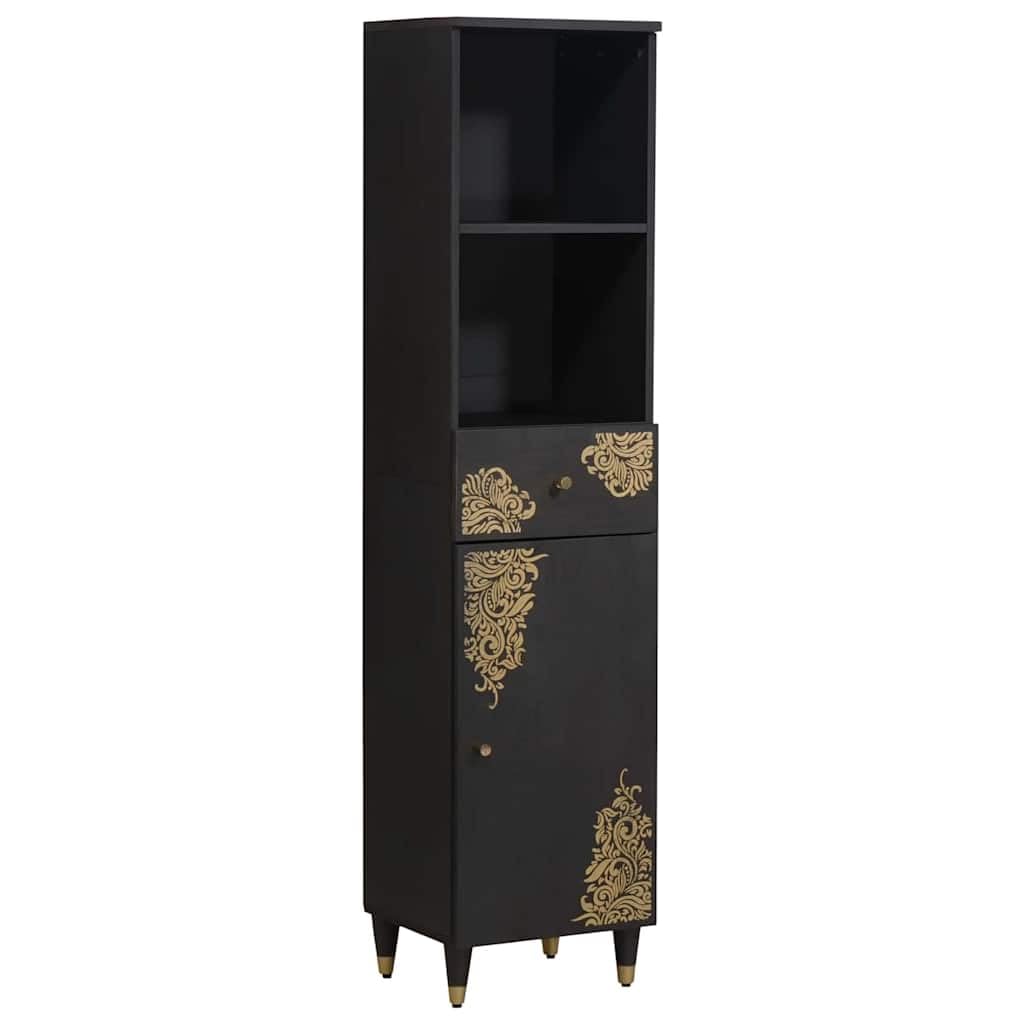 Armoire noir bois de mangue massif meuble de rangement buffet salon chambre 160cm