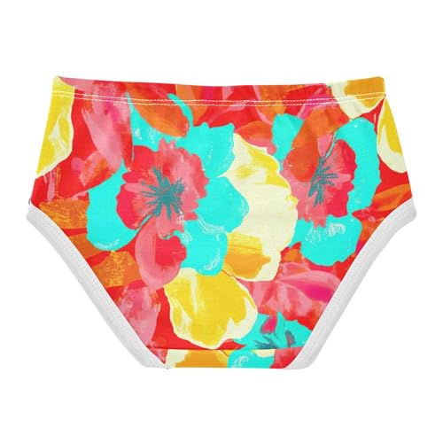 Cotton Girls Underwear Toddler Watercolor Red Flowers Blue Cute Panties Girl Artistic Briefs Kids Undies 2t2