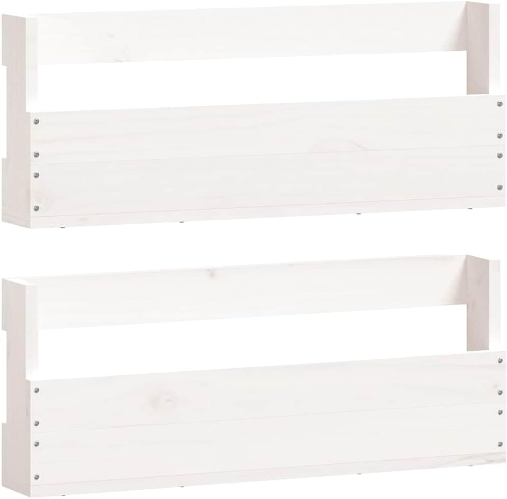Wall-Mounted Shoe Rack Set of 2 White Solid Pine Wood, Two-Shelf Design for Space Saving Storage, Durable and Easy Maintenance, Modern Entryway Organizer for Hallway