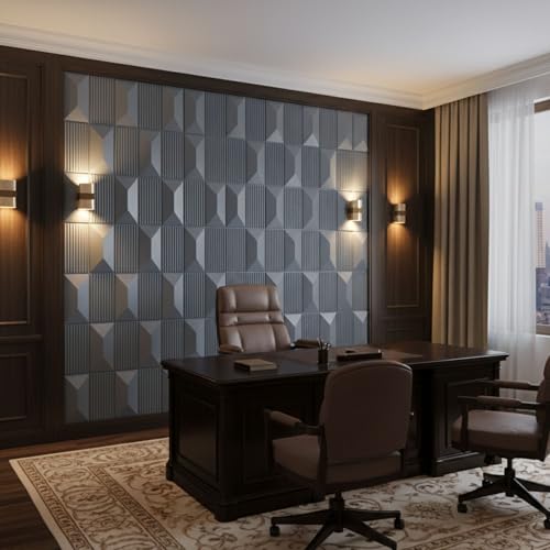 Image of Kayra Decor 3D PVC Wall Panels for Bedroom & Living Room | Artisian Design |Gray Color | 19.7 x 19.7 Inch | Pack of 40 | 107.60 Sq Ft