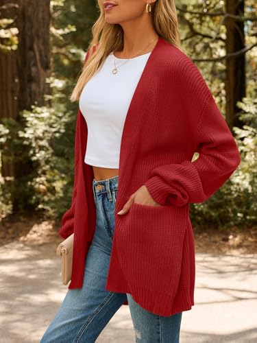 Image of LILLUSORY Womens Oversized Cardigans Soft Knit Cardigan Sweater with Pockets