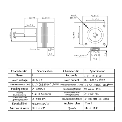 Motor paso a paso 17HS4023 de 4 cables para extrusor de impresora 3D 6