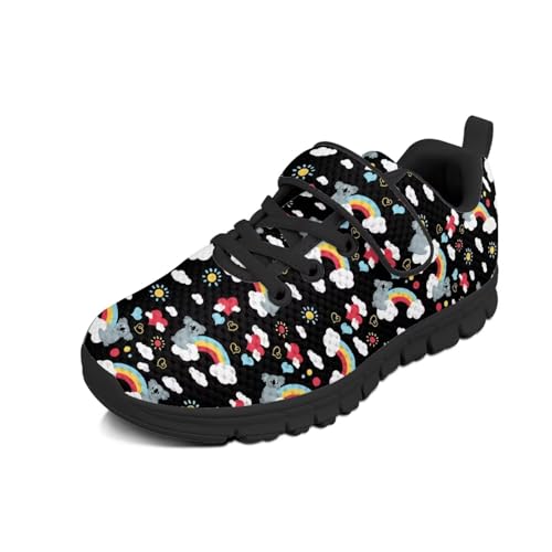 Boys Sneakers Kids Running Shoes Girls Mesh Fitness Shoe Indoor Training Sneaker Lightweight Outdoor Sports Athletic Tennis Shoes for Little Kid/Big Kid Koala Rainbow Pattern